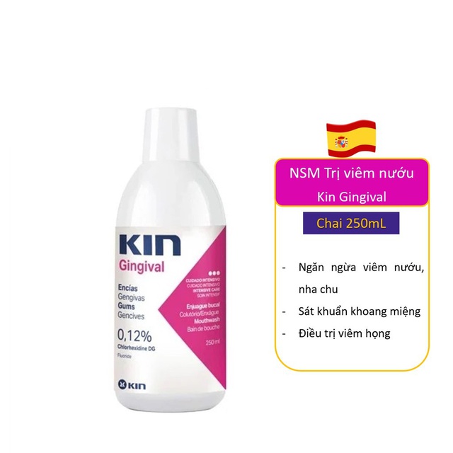 [Mã SRJULY1215 giảm 20K đơn 50K] Nước súc miệng Kin gingival ngăn ngừa viêm nướu 250ml