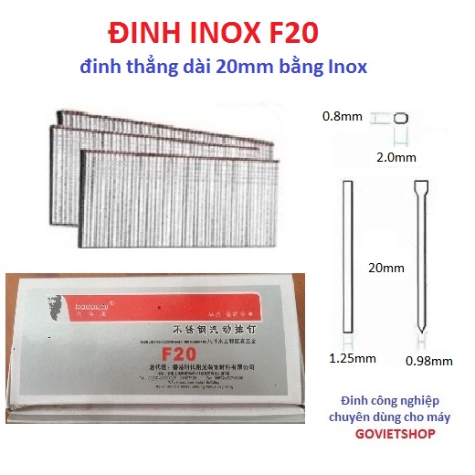 Đinh F inox đinh thẳng F10 - F15 - F20 - F30 công nghiệp inox201 và inox304