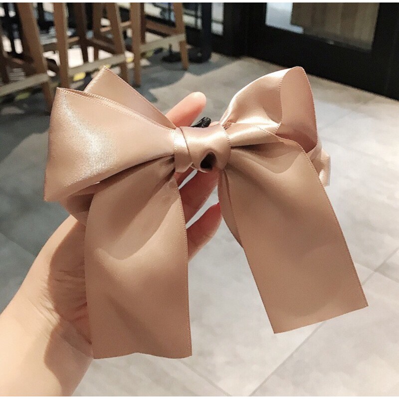 Dây buộc tóc nơ lụa sa tin phong cách tiểu thư