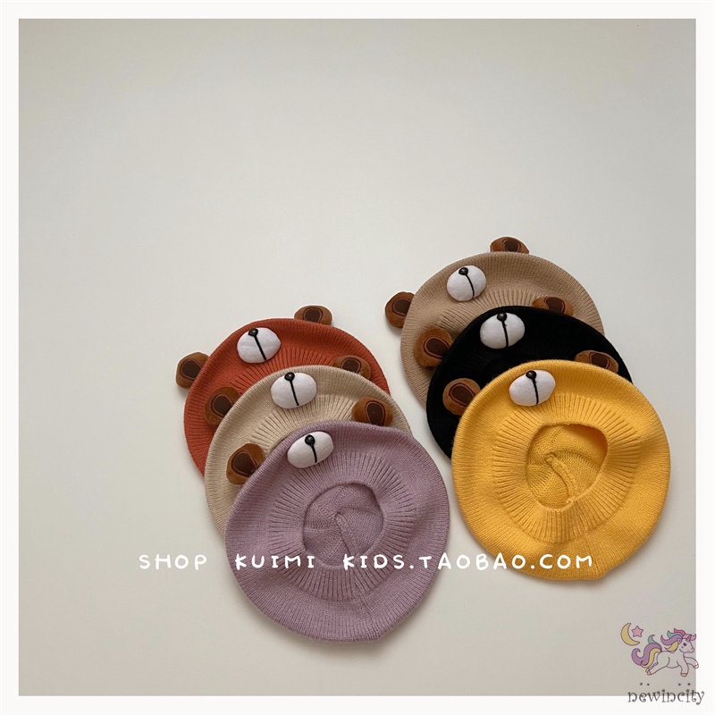 Mũ Beanie Dệt Kim Hoạ Tiết Hoạt Hình Phong Cách Hàn Quốc Cho Bé