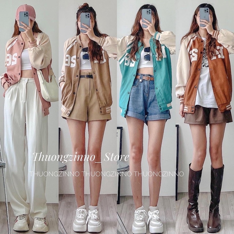 [Ảnh thật/Video]Áo bomber jacket E426 dày dặn Hàn Quốc Áo khoác chống nắng hàng Quảng Châu