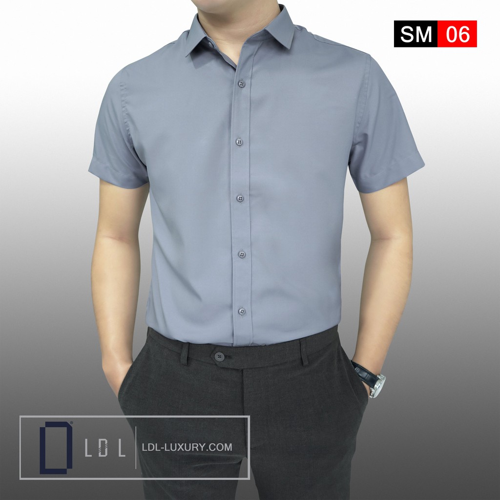 Áo sơ mi cọc tay trơn LDL- SM 06 Ghi Xám ( không có túi ngực )