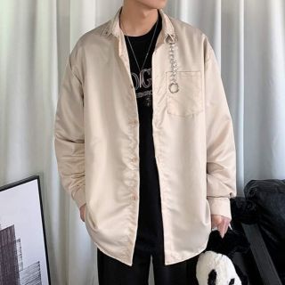 Áo Sơ Mi Unisex Basic Kèm Khoen Màu Be