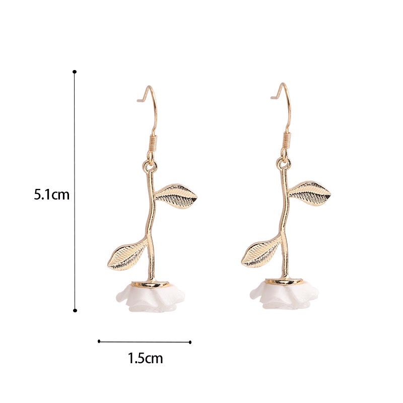 Bông Tai Hình Hoa Hồng Đính Ngọc Trai Giả Phong Cách Retro Thời Trang