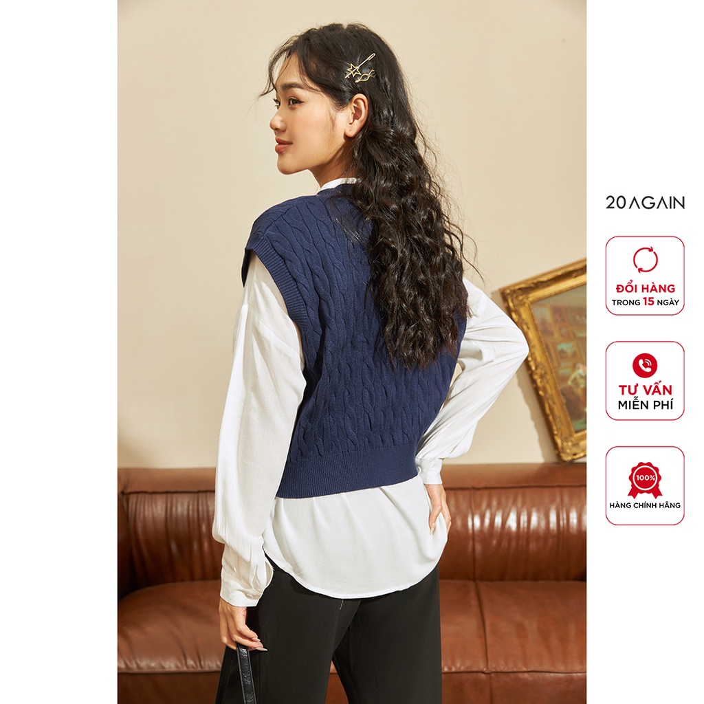 Áo len gile nữ vặn thừng  20AGAIN, phong cách Hàn Quốc trẻ trung, len lông thỏ co giãn, mềm mịn ALA0058 | BigBuy360 - bigbuy360.vn