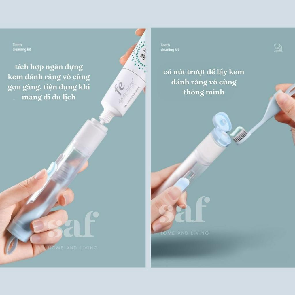 Bàn Chải Du Lịch Tiện Dụng Thông Minh Kèm Ngăn Đựng Kem Đáng Răng (tặng kèm cọ rửa)