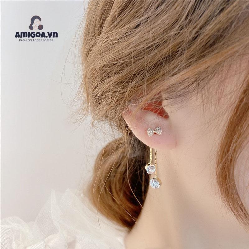 ✨✨Bông Tai Dài Hình Ngôi Sao/Nơ Đính Đá Thời Trang Đơn Giản Phong Cách Hàn Quốc Cho Nữ