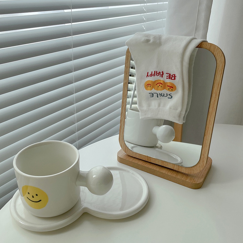 WAFNHA D640 Vớ Cotton In Họa Tiết Hoạt Hình Và Chữ Ngộ Nghĩnh Dành Cho Nữ