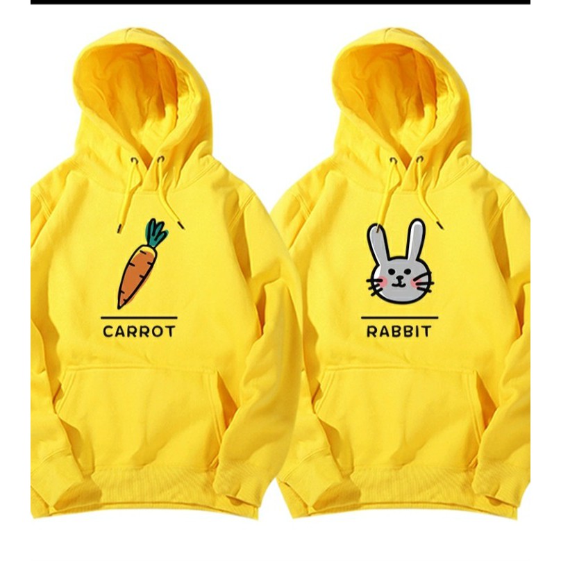 Áo hoodie đôi ( giá bán 2 cái ) thỏ và cà rốt , chất nỉ bông mịn , dày  100