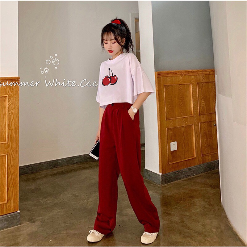 Áo Croptop Nữ Tay Lỡ Cherry Kiểu Form Rộng ACR01