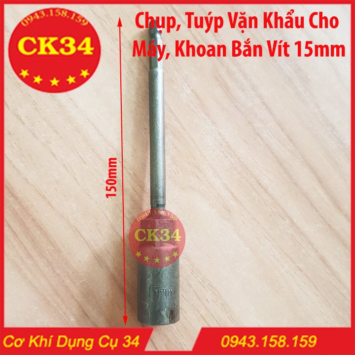 Chụp bulong, tuýp vặn khẩu sâu lòng 6-19mm cho khoan, bắn vít dài 150mm chuôi lục giác 14pc