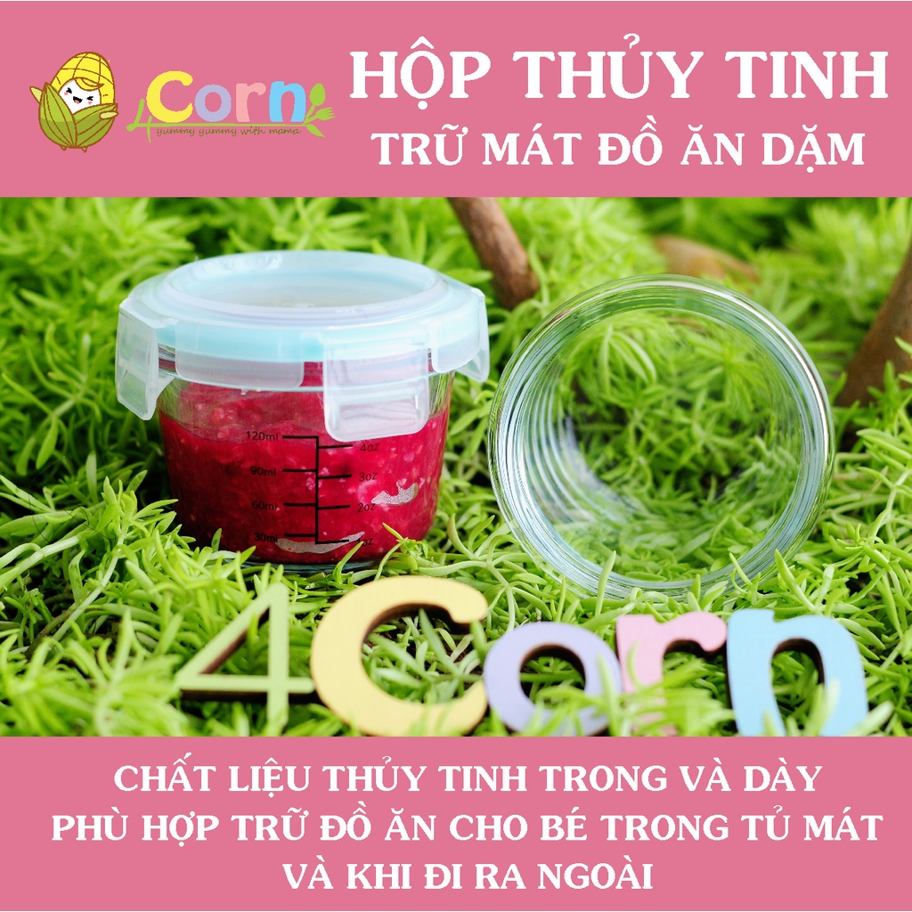 Hộp thủy tinh trữ mát đồ ăn nắp kín - trữ đồ ăn dặm cho bé