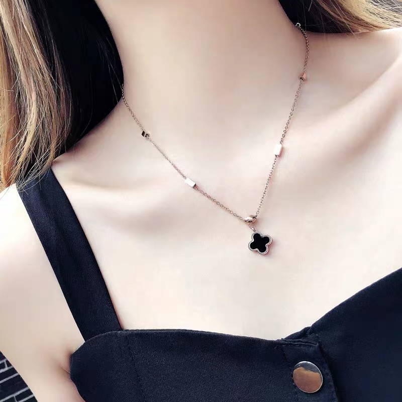 Dây Chuyền Mặt Đá Mã Não Đen Phong Cách Âu Mỹ Thời Trang