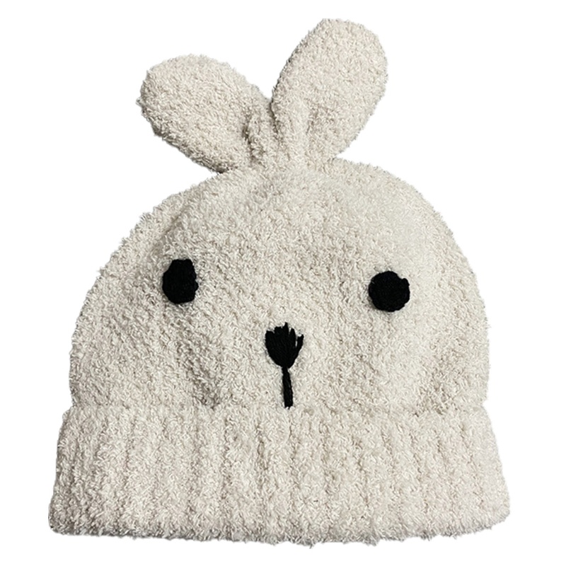 Mũ Beanie Dệt Kim Phối Tai Thỏ Dễ Thương Thời Trang Mùa Đông Năm 2021 Cho Bạn Gái