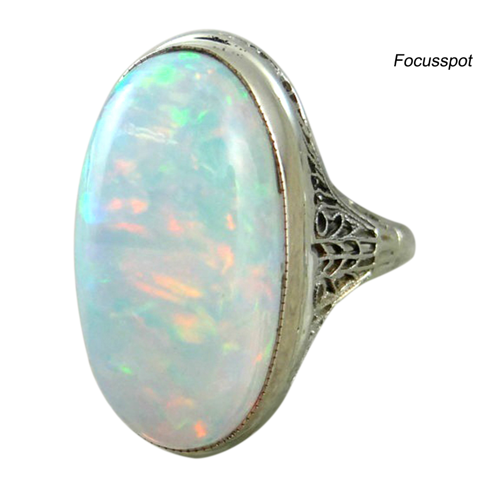 Nhẫn Đính Đá Opal Nhân Tạo Kiểu Dáng Cổ Điển Dành Cho Nữ