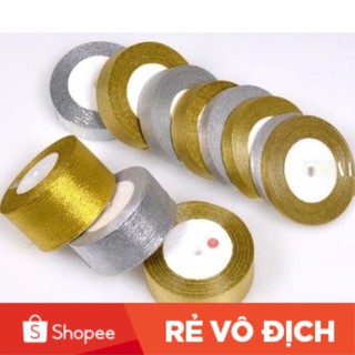 Ruy băng lụa kim tuyến kim sa gói quà noel giáng sinh sinh nhật 1cm 2cm 5cm