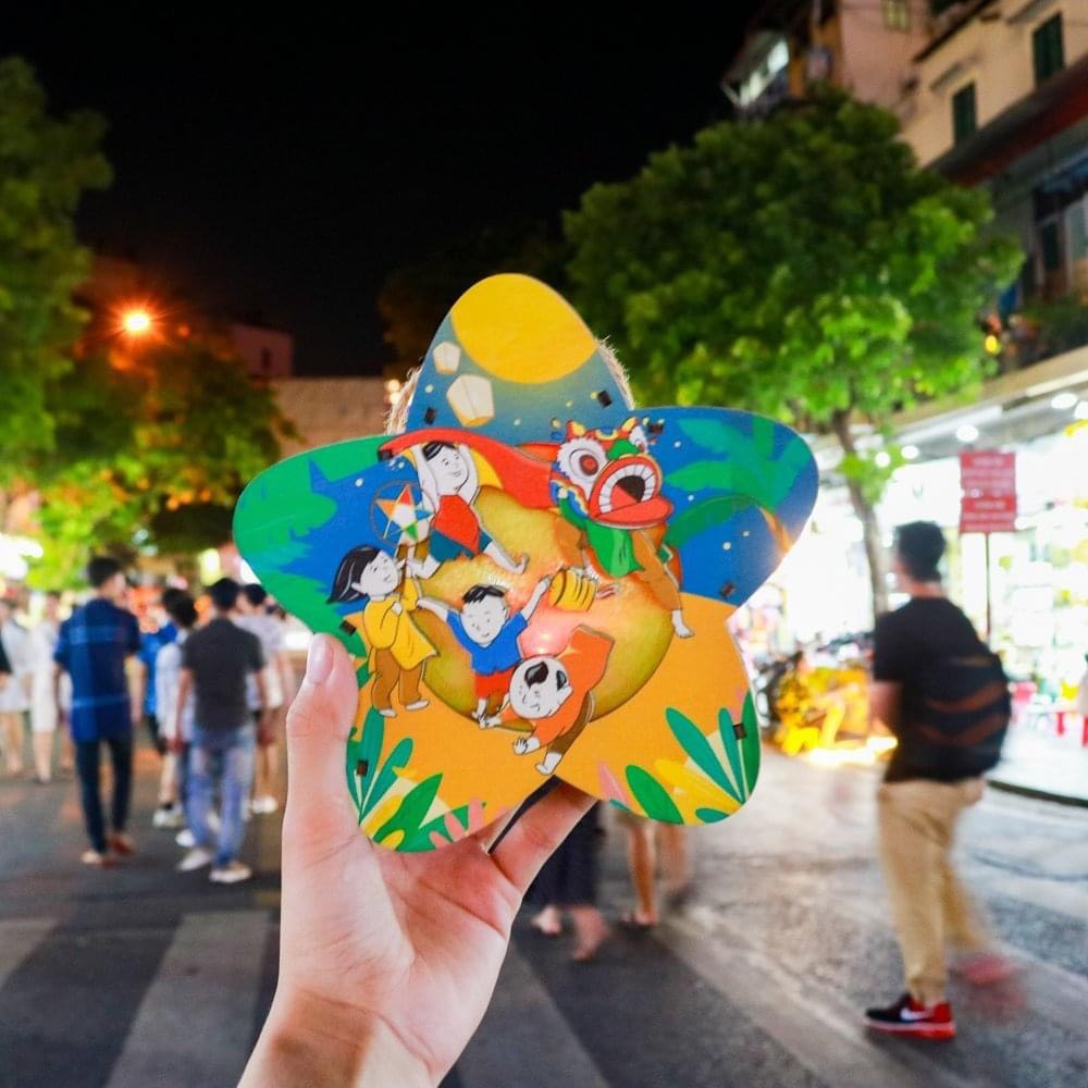 Đèn lồng gỗ trung thu, lồng đèn trung thu truyền thông handmade Diy bé tự tô màu sáng tạo đủ phụ kiện kèm màu tô và đèn