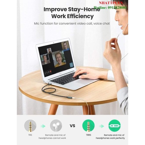 Cáp nối dài âm thanh AUX 3.5mm 3M Ugreen 70878 bọc Nylon cao cấp  Chính Hãng