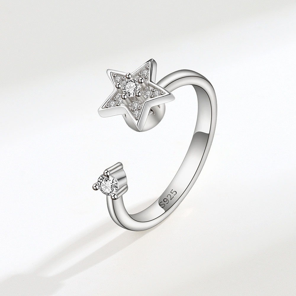 Nhẫn Hở Hình Ngôi Sao Năm Cánh Có Thể Điều Chỉnh Kích Cỡ Dành Cho Nữ