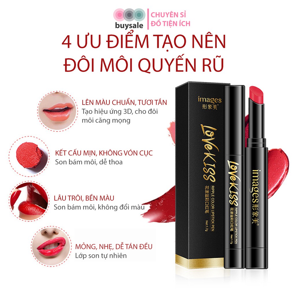 Son thỏi mini lâu trôi bền màu LOVEKISS- Đỏ quyến rũ No.06 - buysale - MP001