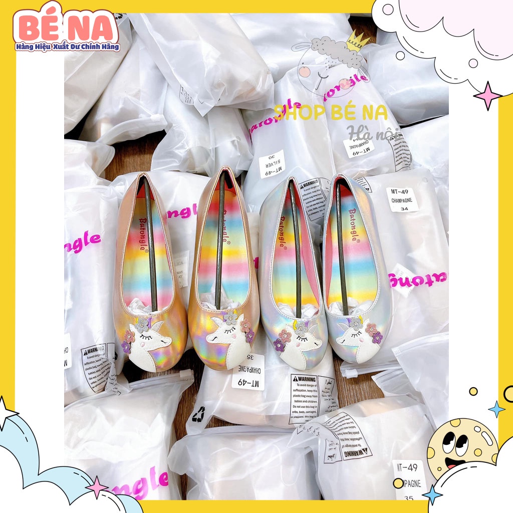Giày Pony đế kếp cầu vồng size đại cho bé gái đế bệt êm châm
