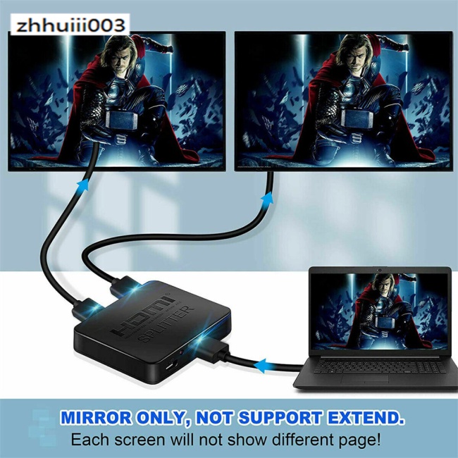 Bộ Chia Tín Hiệu Hdmi 1 Cổng Vào 2 Đầu Ra 4k Hd 1080p 3d