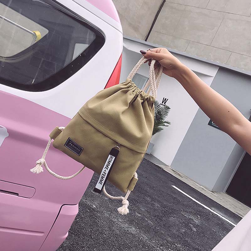 Ba Lô Dây Rút Bằng Vải Bạt Thời Trang Đi Học / Tập Gym Cho Nữ