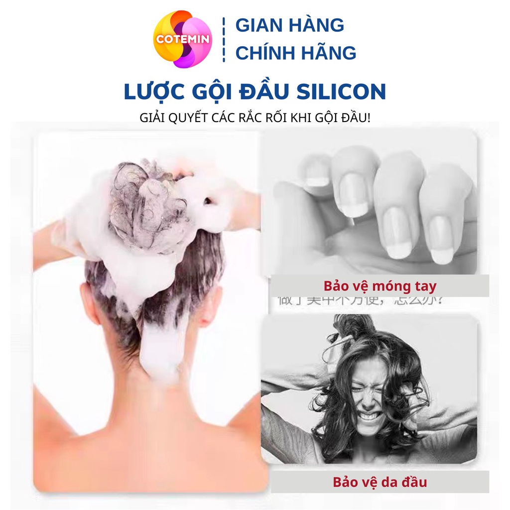 Lược Gội Đầu Muji Xuất Nhật Silicon Massage Đầu Giảm Stress Rụng tóc Kích Thích Mọc Tóc COTEMIN