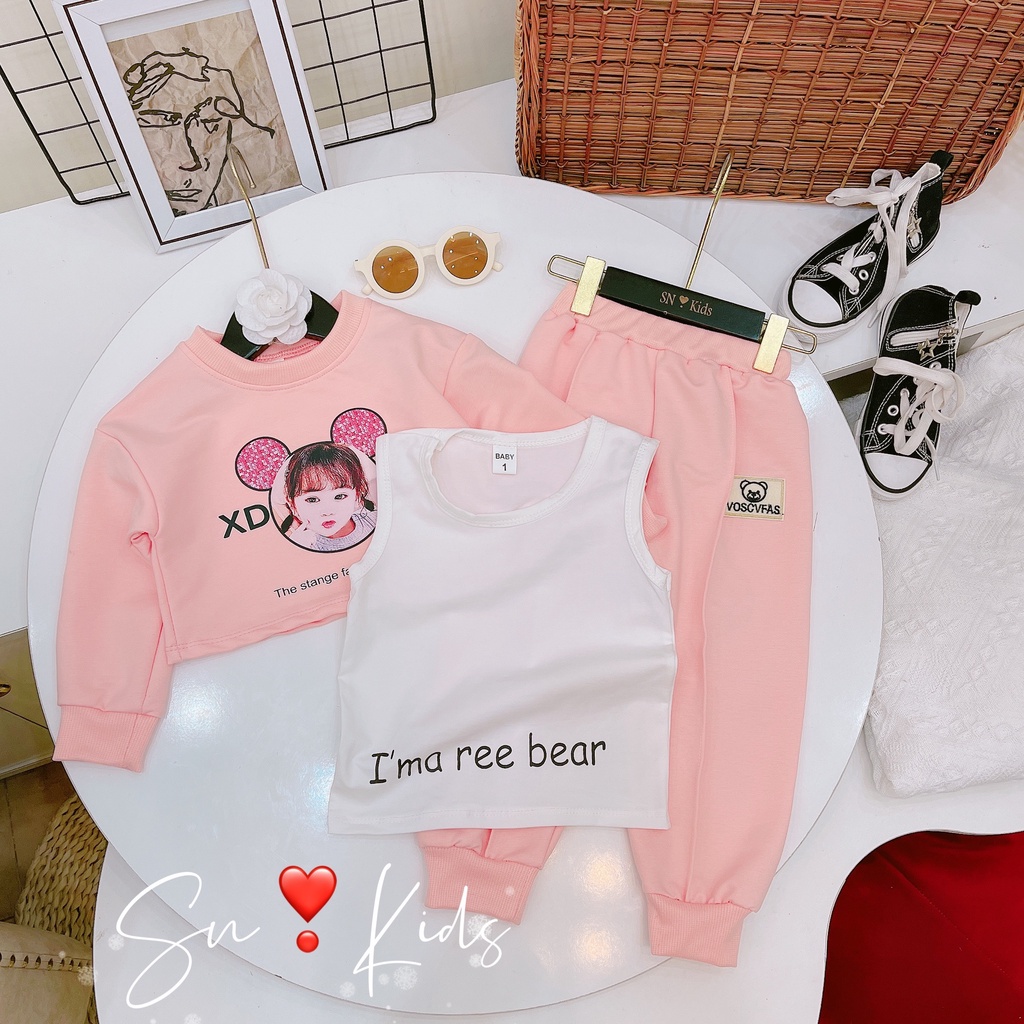 Set bộ croptop cô gái 3ct bé gái