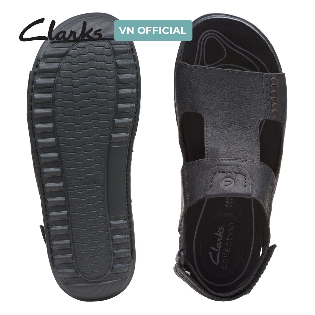 Giày Sandal Da Nam CLARKS Crestview Bay màu đen