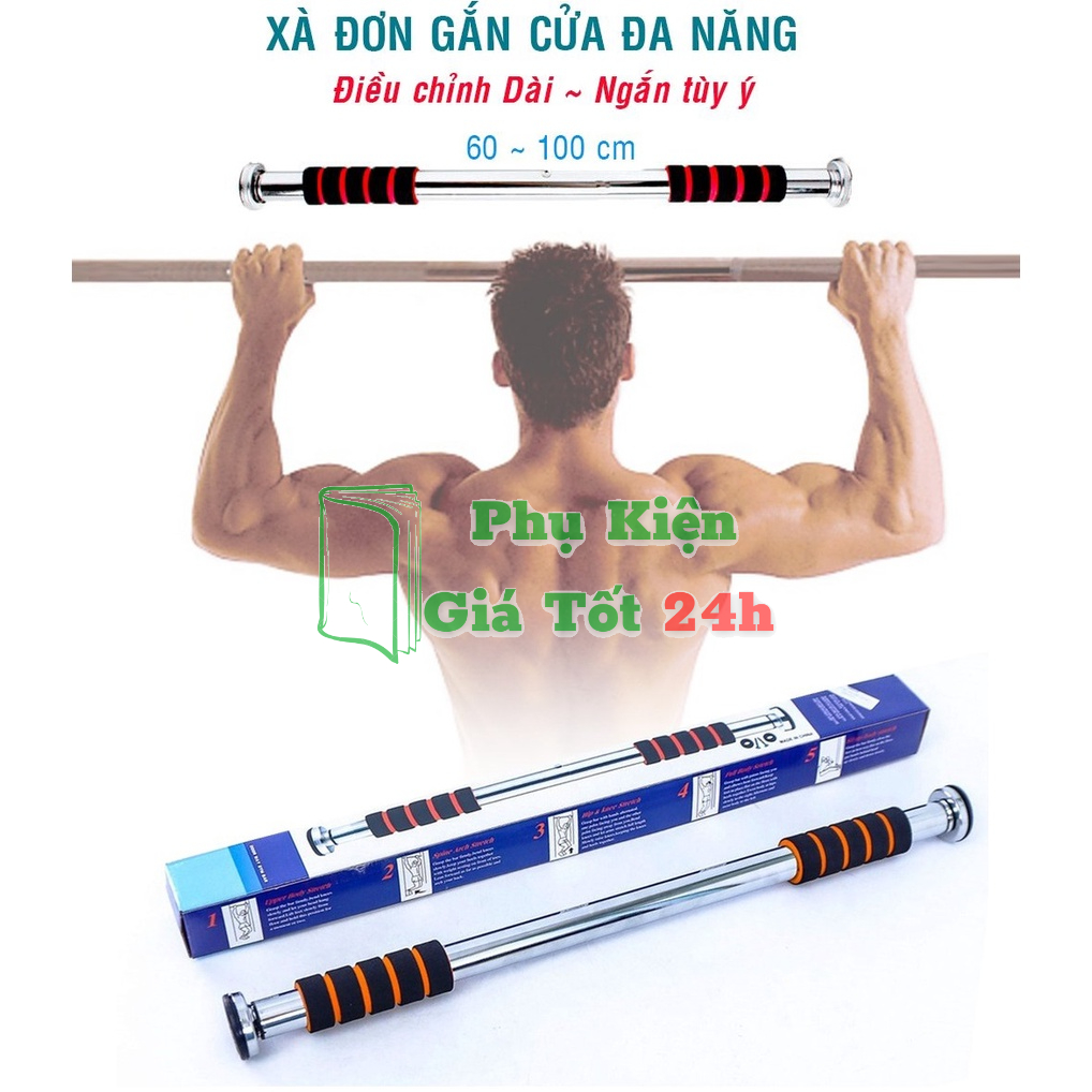 Thanh xà đơn treo tường tập thể hình inox co giãn tiện dụng (80 - 130) Vinhwatch