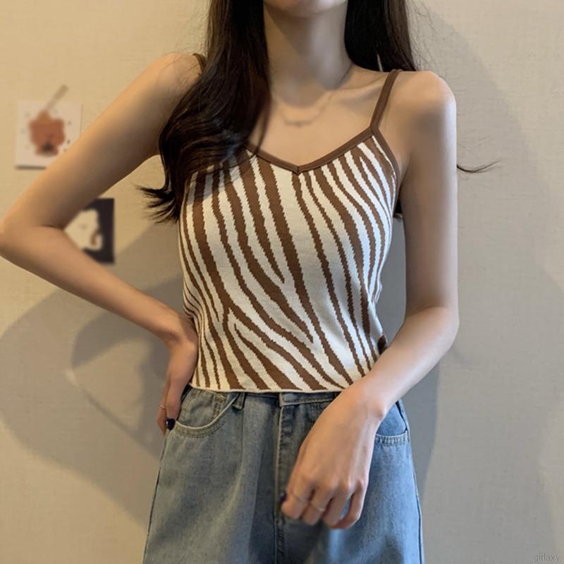 Áo Croptop Sát Nách Hoạ Tiết Ngựa Vằn Phong Cách Hàn Quốc