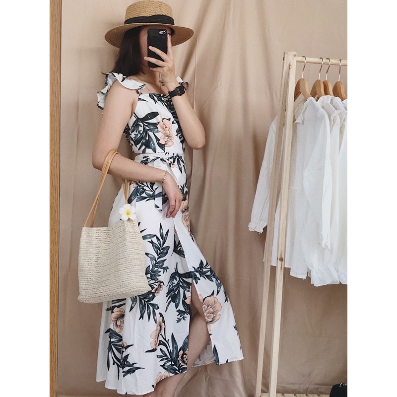 ( Hình thật tự chụp)ĐẦM MAXI HOA HỞ LƯNG ĐẮP CHÉO | BigBuy360 - bigbuy360.vn