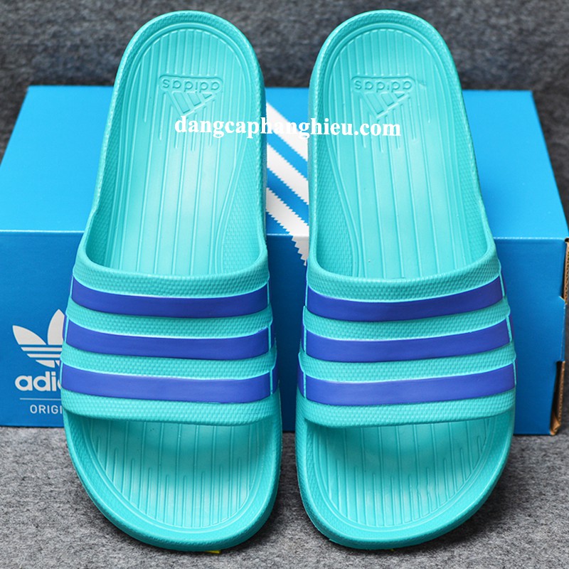 Dép Adidas Duramo màu xanh ngọc sọc xanh dương