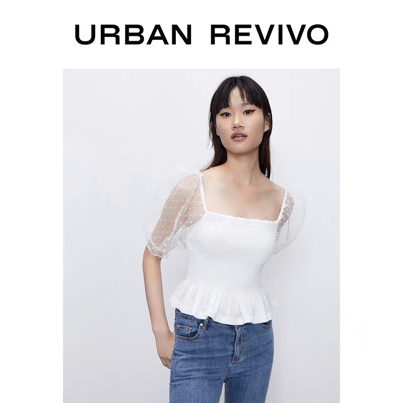 Áo trắng nhún Urban Revivo
