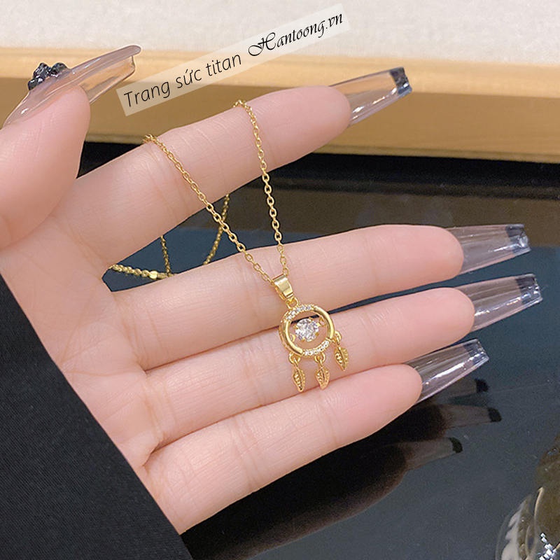 Vòng cổ titan nữ thiết kế đá pha lê chuyển động độc đáo phong cách thời trang hàn quốc nhẹ nhàng