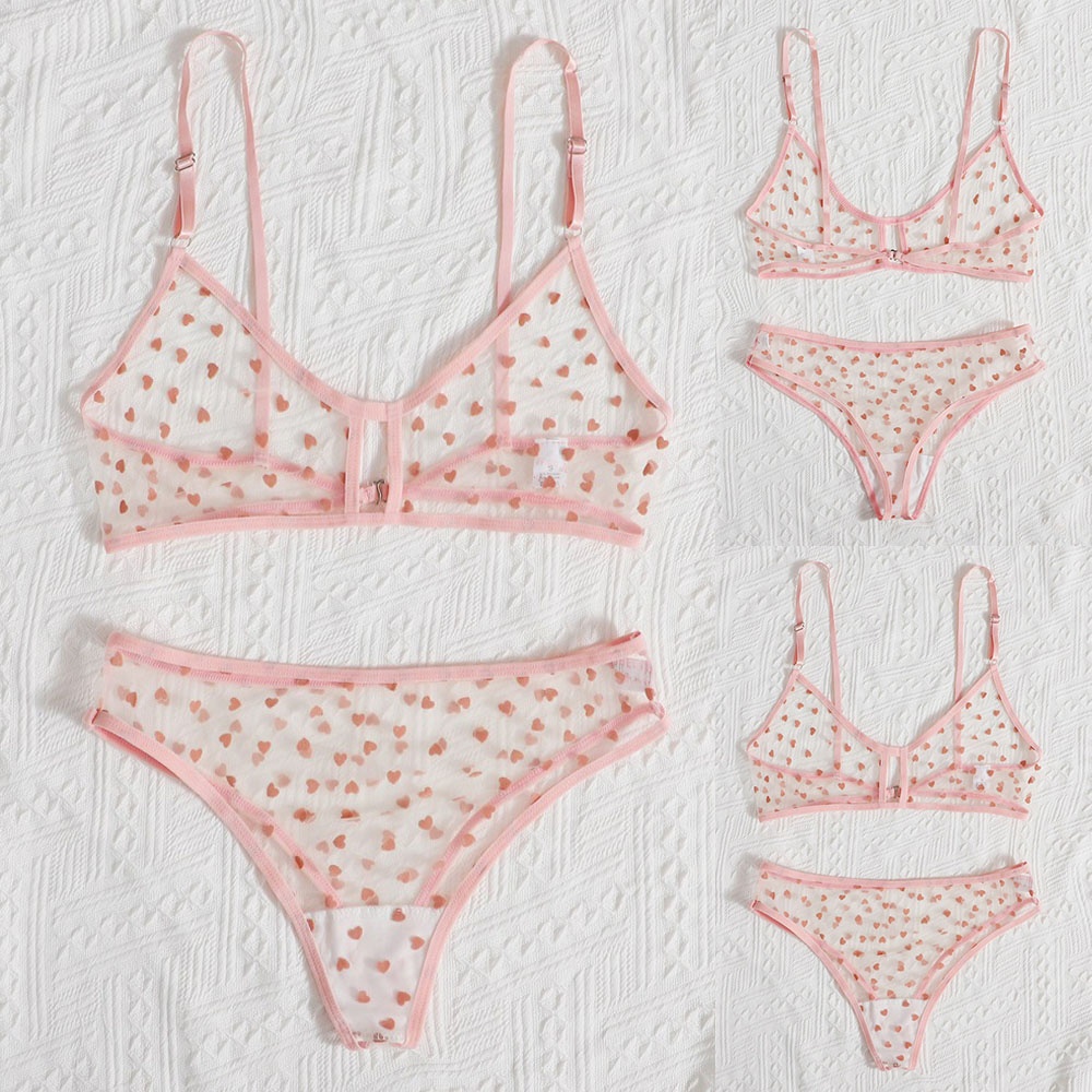 Women Sexy Sheer Mesh See Through Lingerie Bra Set Panty Nightwear Underwear High Quality