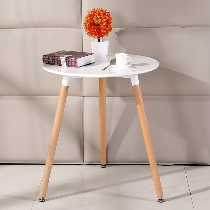 Bàn Tròn Trang Trí EAMES Hàng Nhập Khẩu, Mặt Gỗ MDF, Chân Gỗ Chắc Chắn - Bàn Cafe, Bàn Uống Trà Kiểu Dáng Trang Nhã