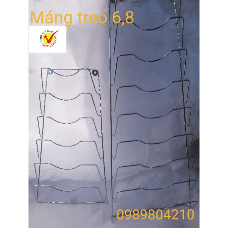 Kệ inox để vung,máng treo vung inox , Giá treo inox để nắp vung nồi 6, 9 tầng SUS304