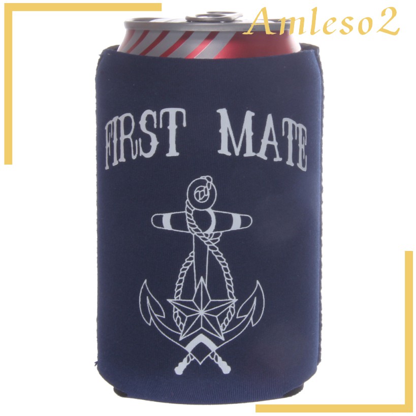 2PCS Neoprene Bottle Cooler Beer Bottle Insulator CAPTAIN FIRST MATE
