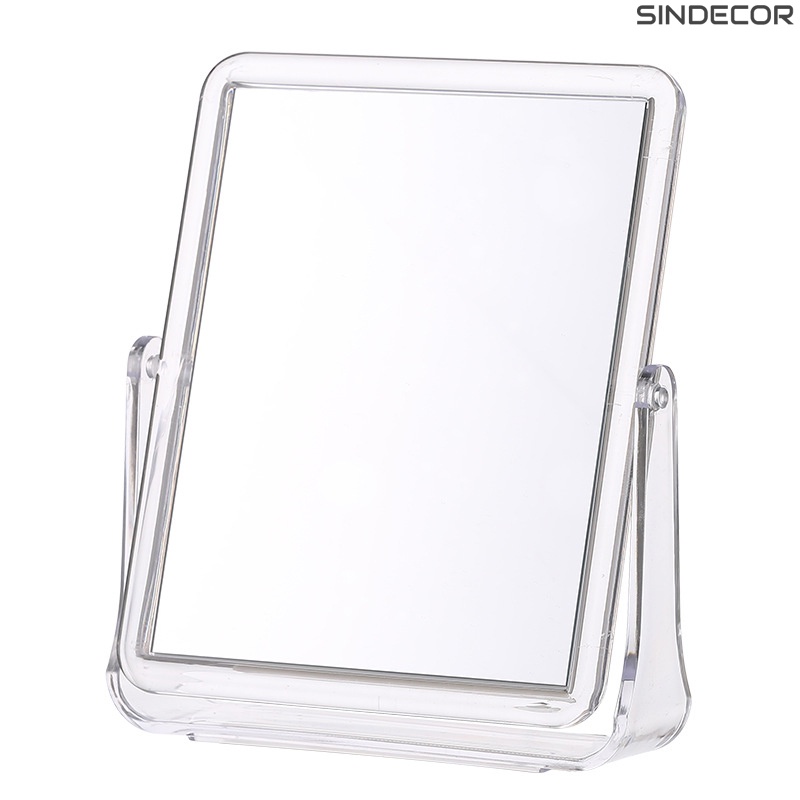 Gương trang điểm để bàn trong suốt - Gương soi xoay 360 độ Hàn Quốc , 2 mặt gương xoay 360 độ - Sindecor