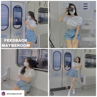 Áo sơ mi tay bồng Macaron Mayberoom