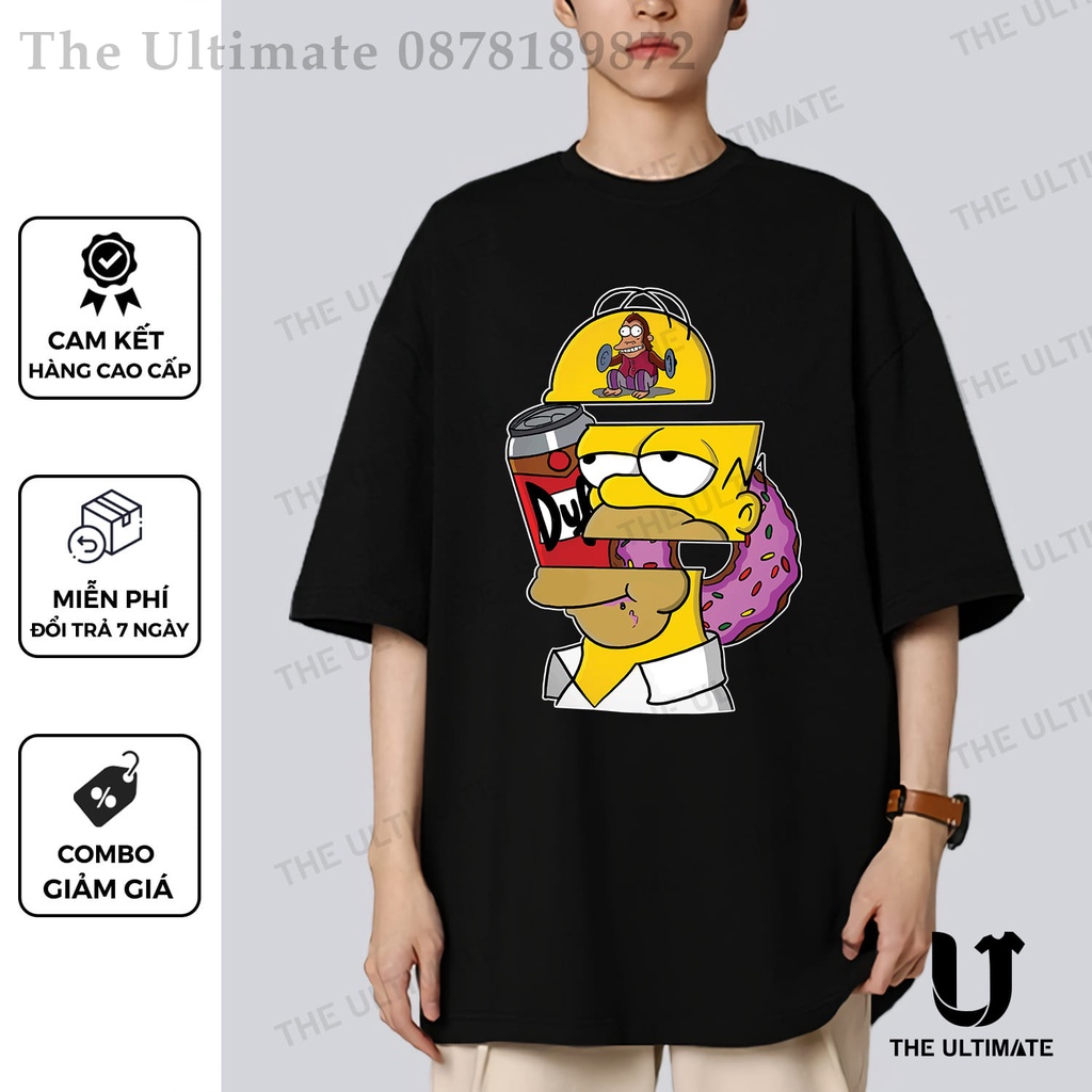 Áo Gia Đình Simpson phông tay lỡ nam nữ form rộng đen, trắng 100% cotton co giãn