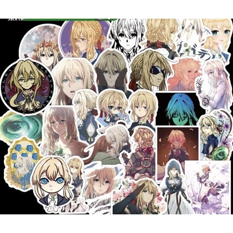 Sticker violet Evergarden 30-60 cái ép lụa/hình dán anime violet evergarden