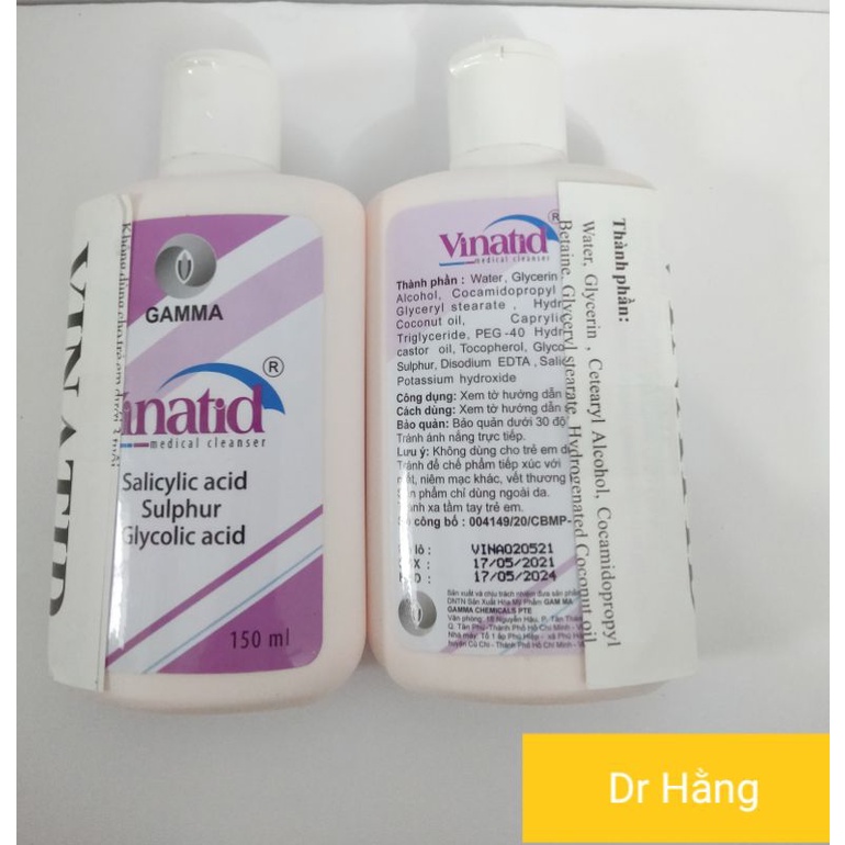 SỮA RỬA MẶT- SỮA TẮM VINATID CHO DA DẦU MỤN TRỨNG CÁ , DÀY SỪNG NANG LÔNG 150ml