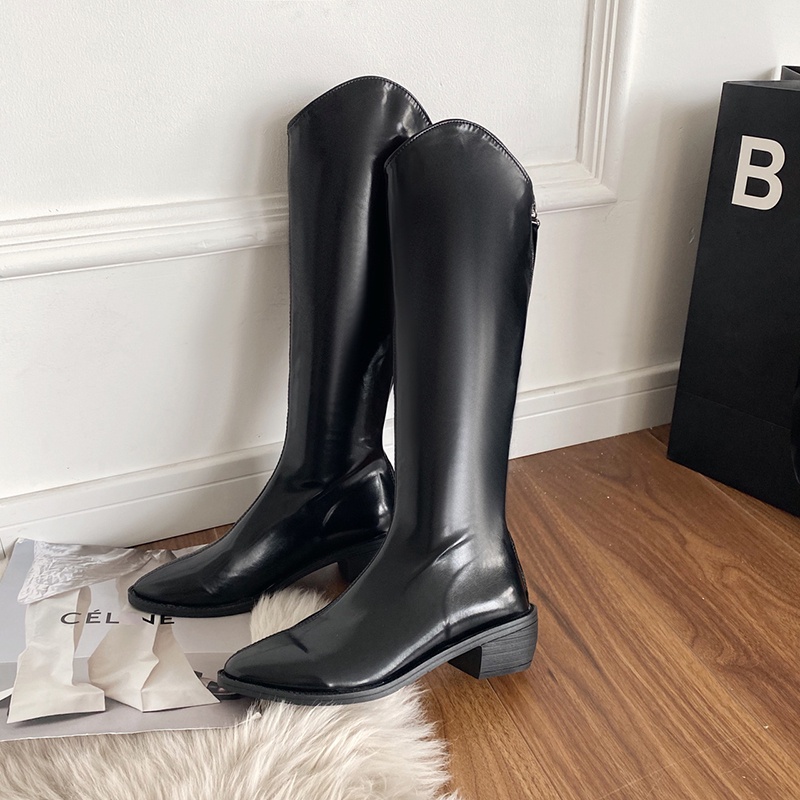 Bốt IELGYmuix nhọn phối khóa kéo phía sau thời trang cá tính cho nữ