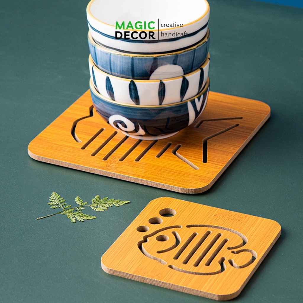 Lót ly, lót cốc gỗ cách nhiệt cao cấp - MAGIC DECOR