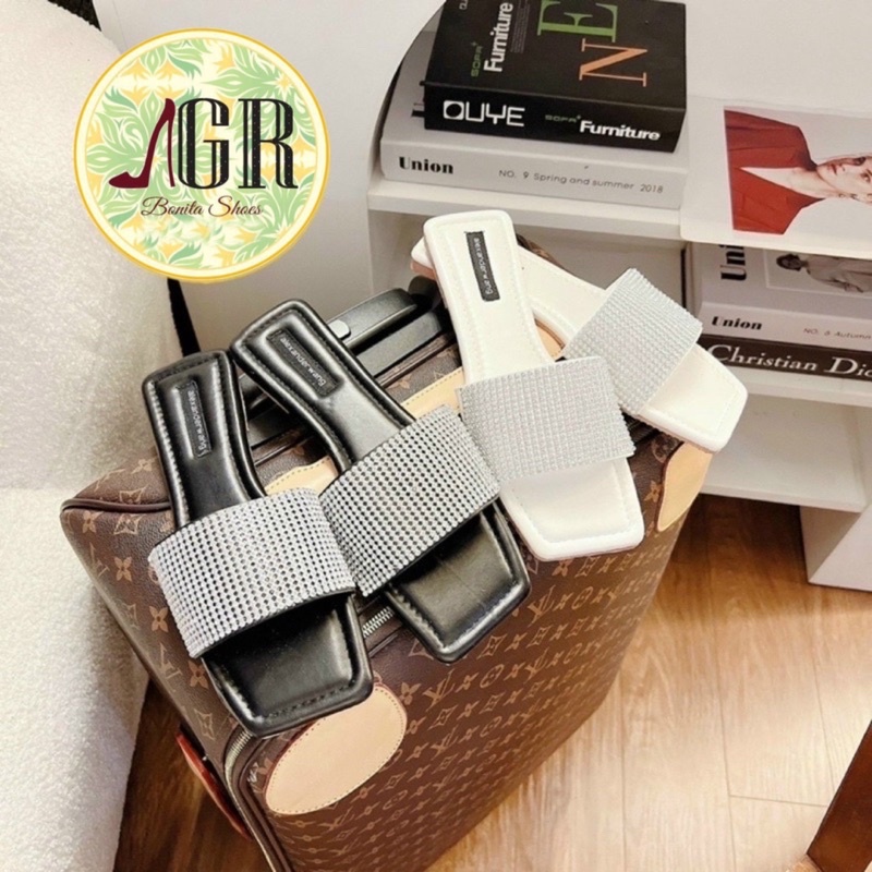 Dép bản ngang đính hạt đá sáng đế chắc