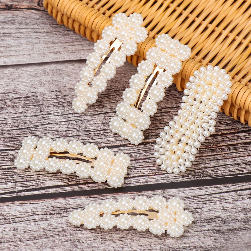 Kẹp Tóc Mái Ngọc Trai Nhân Tạo Kim Loại Đơn Giản Thời Trang Hàn Quốc Dành Cho Nữ