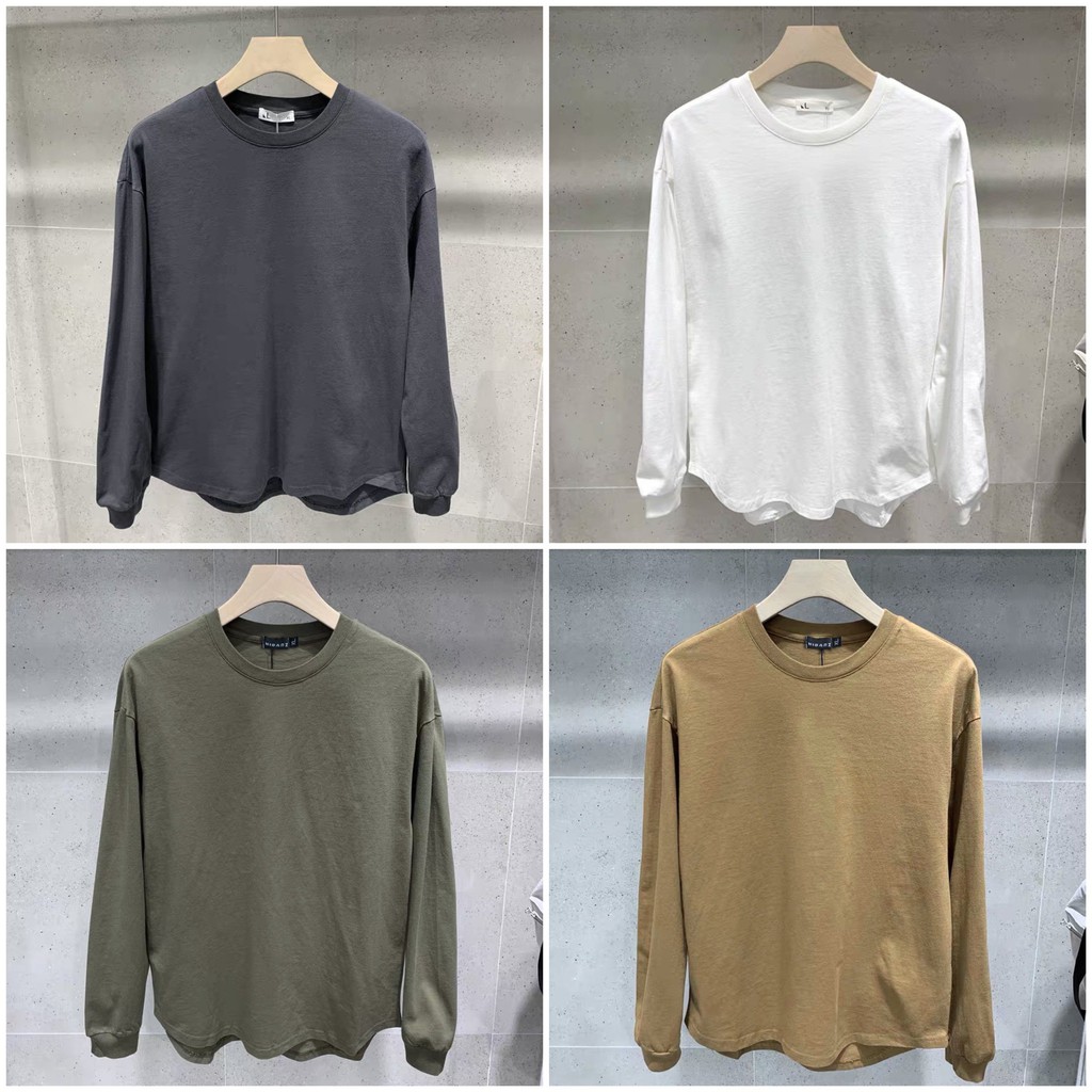 Áo sweater Tay Dài Basic Vạt Bầu Chất Cotton - Co Giãn - Mềm Mại